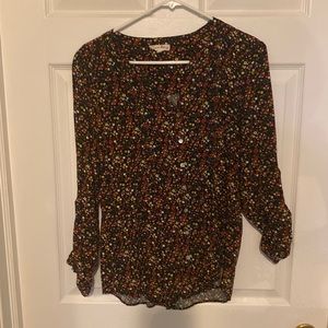 Black floral blouse